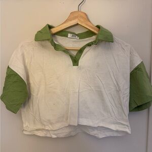Vintage Green and White Polo Shirt
